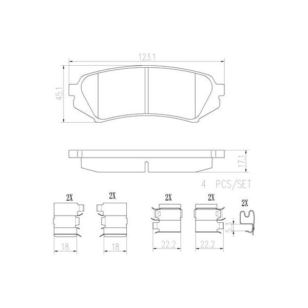 Brembo P83049N NAO Series Premium Ceramic Brake Pad Set Rear