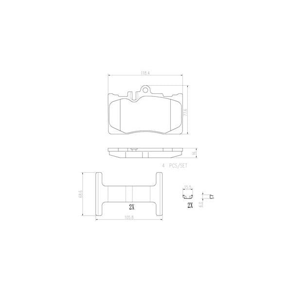 Brembo P83058N NAO Series Premium Ceramic Brake Pad Set Front
