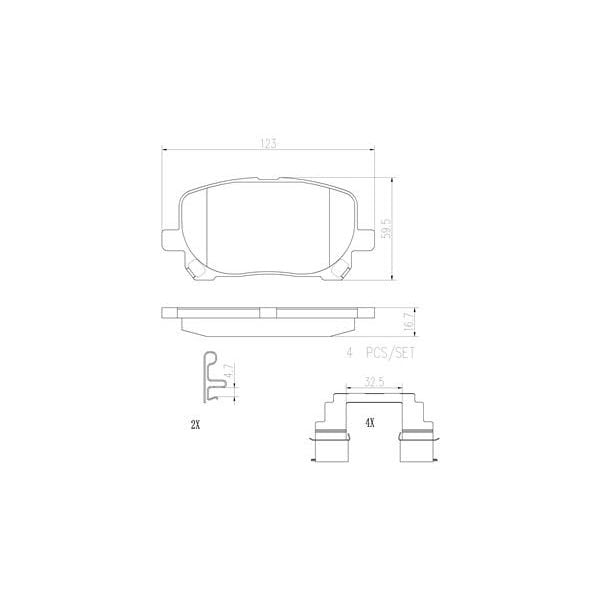 Brembo P83061N NAO Series Premium Ceramic Brake Pad Set Front