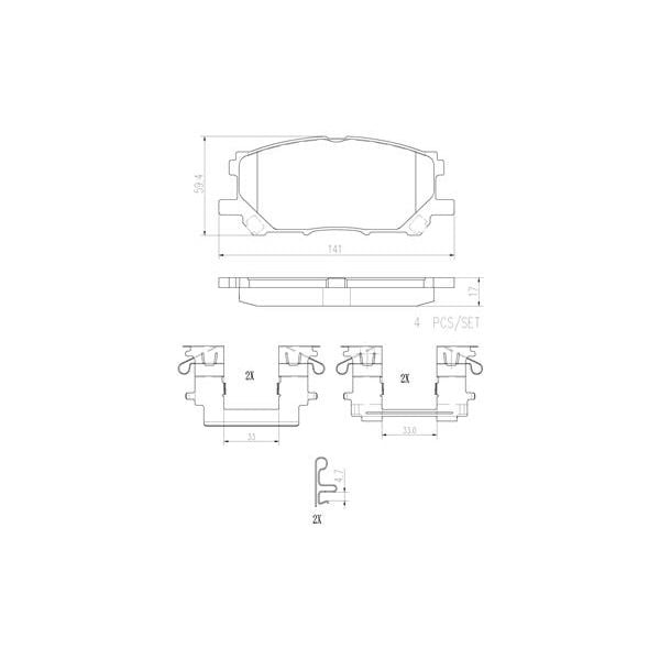 Brembo P83067N NAO Series Premium Ceramic Brake Pad Set Front