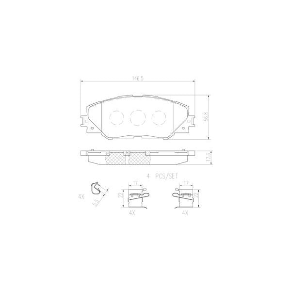 Brembo P83071N NAO Series Premium Ceramic Brake Pad Set Front