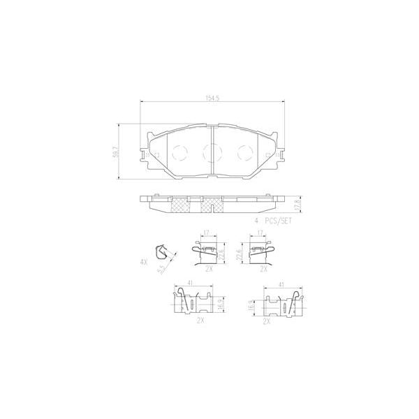 Brembo P83074N NAO Series Premium Ceramic Brake Pad Set Front