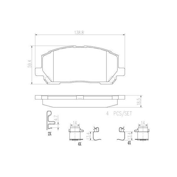 Brembo P83078N NAO Series Premium Ceramic Brake Pad Set Front