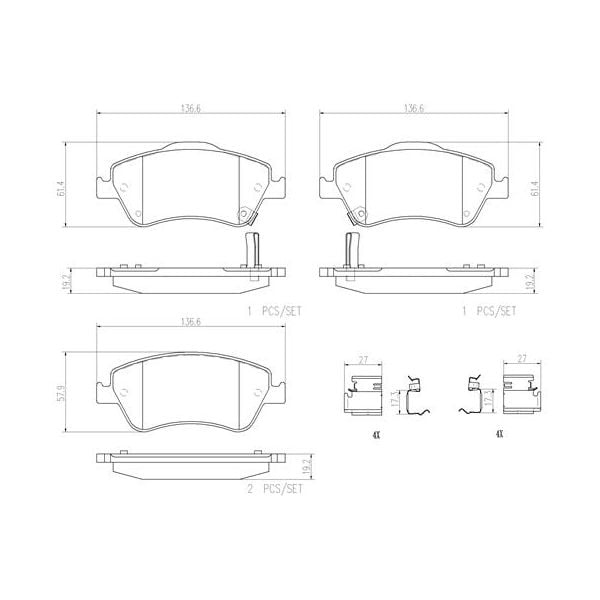 Brembo P83079N NAO Series Premium Ceramic Brake Pad Set Front