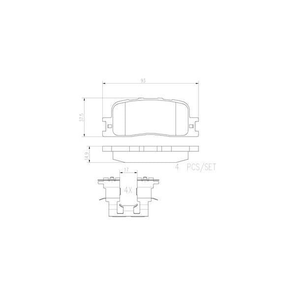 Brembo P83088N NAO Series Premium Ceramic Brake Pad Set Rear