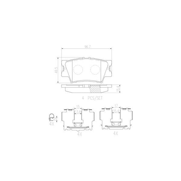 Brembo P83089N NAO Series Premium Ceramic Brake Pad Set Rear