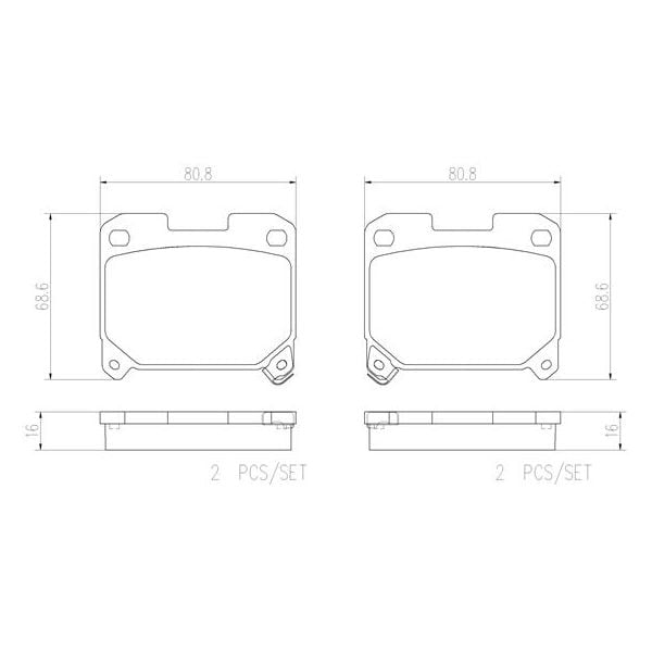 Brembo P83091N NAO Series Premium Ceramic Brake Pad Set Rear
