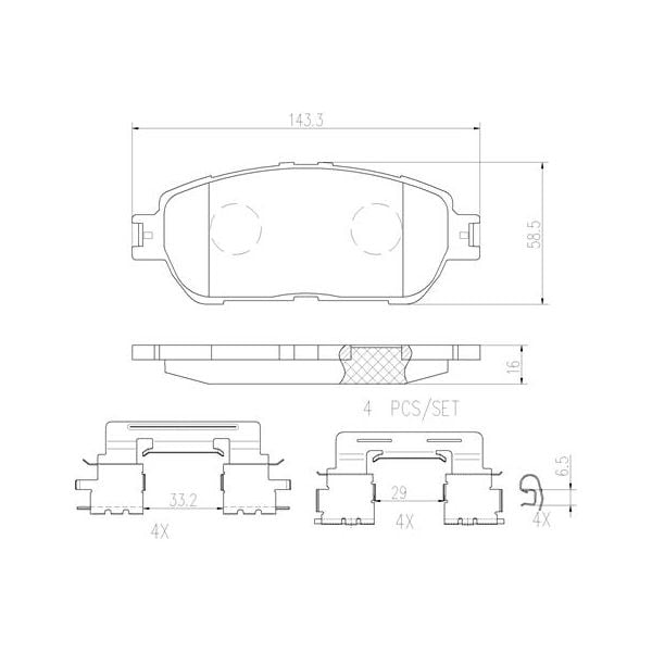 Brembo P83105N NAO Series Premium Ceramic Brake Pad Set Front