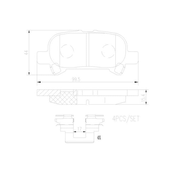 Brembo P83110N NAO Series Premium Ceramic Brake Pad Set Rear