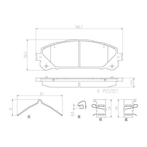 Brembo P83145N NAO Series Premium Ceramic Brake Pad Set Front