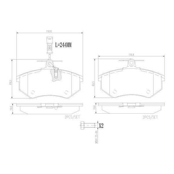 Brembo P85016N NAO Series Premium Ceramic Brake Pad Set Front