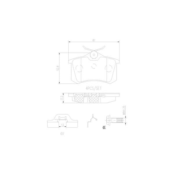 Brembo P85020N NAO Series Premium Ceramic Brake Pad Set Rear