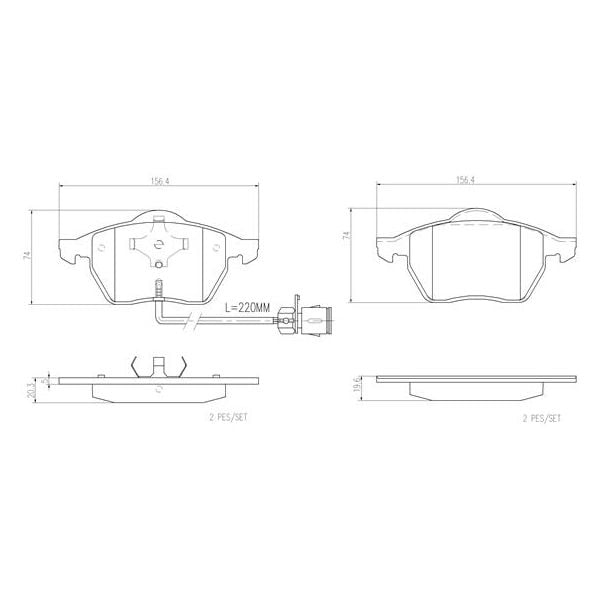 Brembo P85026N NAO Series Premium Ceramic Brake Pad Set Front