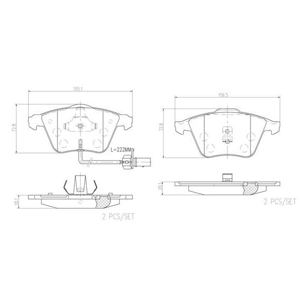 Brembo P85056N NAO Series Premium Ceramic Brake Pad Set Front