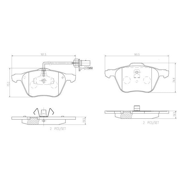 Brembo P85061N NAO Series Premium Ceramic Brake Pad Set Front