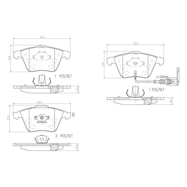 Brembo P85079N NAO Series Premium Ceramic Brake Pad Set Front