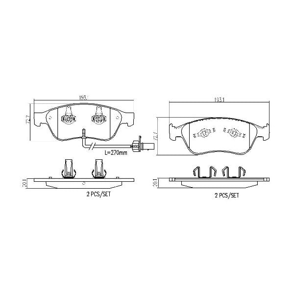 Brembo P85087N NAO Series Premium Ceramic Brake Pad Set Front