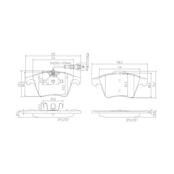 Brembo P85090N NAO Series Premium Ceramic Brake Pad Set Front