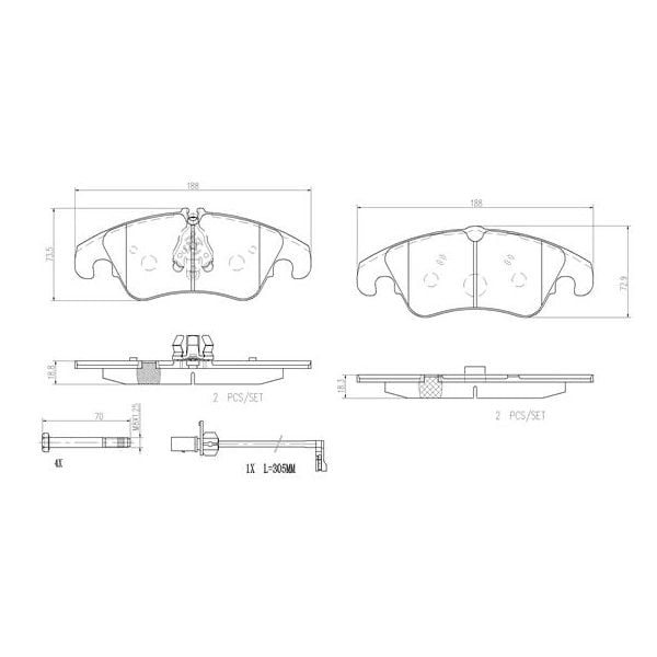 Brembo P85098N NAO Series Premium Ceramic Brake Pad Set Front