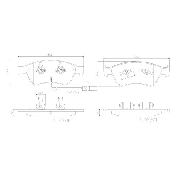 Brembo P85102N NAO Series Premium Ceramic Brake Pad Set Front