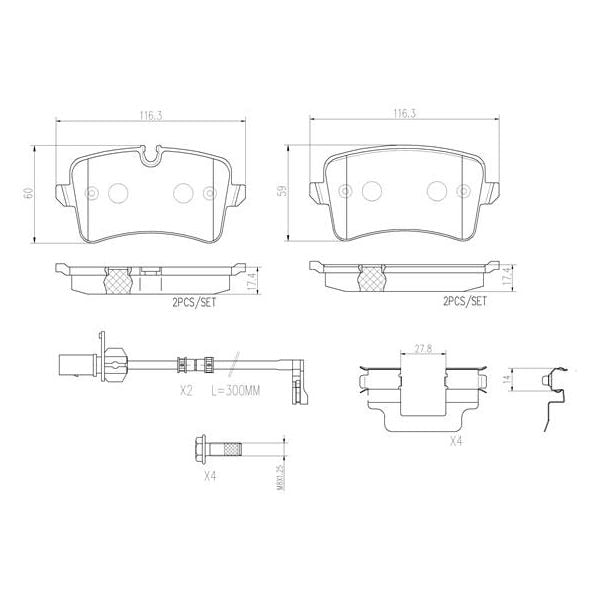 Brembo P85117N NAO Series Premium Ceramic Brake Pad Set Rear