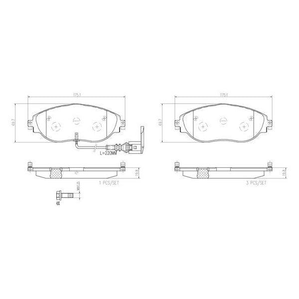 Brembo P85131N NAO Series Premium Ceramic Brake Pad Set Front