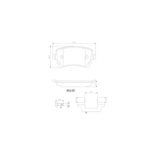 Brembo P85143N NAO Series Premium Ceramic Brake Pad Set Rear