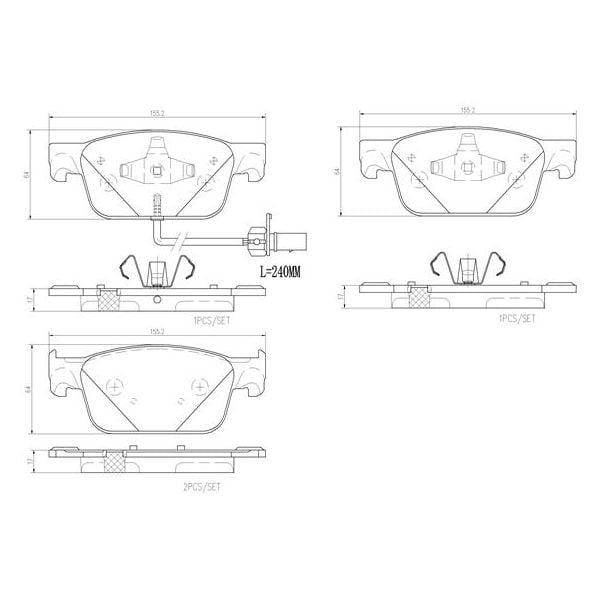 Brembo P85153N NAO Series Premium Ceramic Brake Pad Set Front