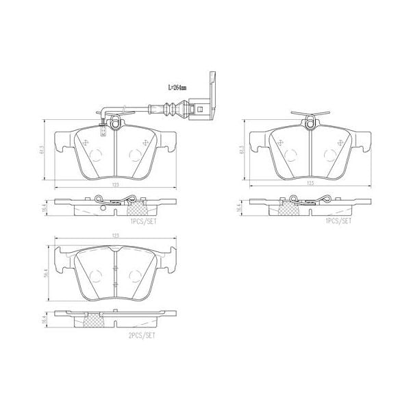Brembo P85162N NAO Series Premium Ceramic Brake Pad Set Rear