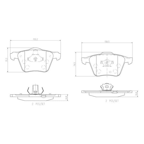 Brembo P86018N NAO Series Premium Ceramic Brake Pad Set Front