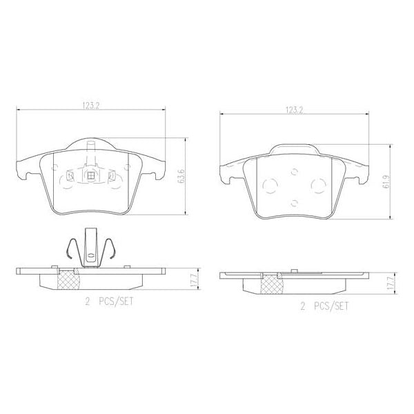 Brembo P86019N NAO Series Premium Ceramic Brake Pad Set Rear