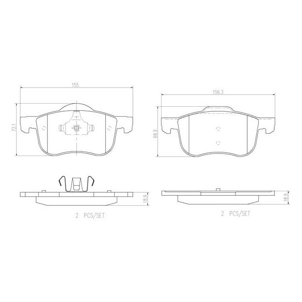 Brembo P86020N NAO Series Premium Ceramic Brake Pad Set Front