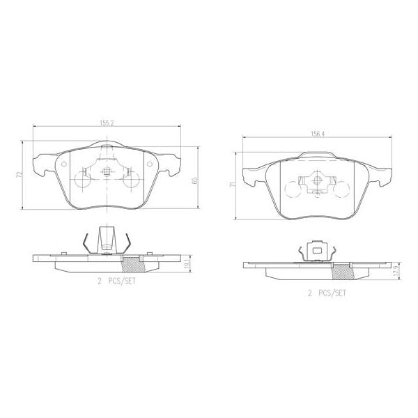 Brembo P86022N NAO Series Premium Ceramic Brake Pad Set Front
