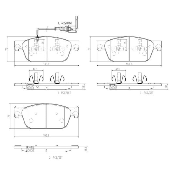 Brembo P85141N NAO Series Premium Ceramic Brake Pad Set Front