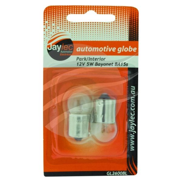 Jaylec GL2600BL Bayonet Globe BA15S 12V 5W BA15S-R5W Base Blister Pack