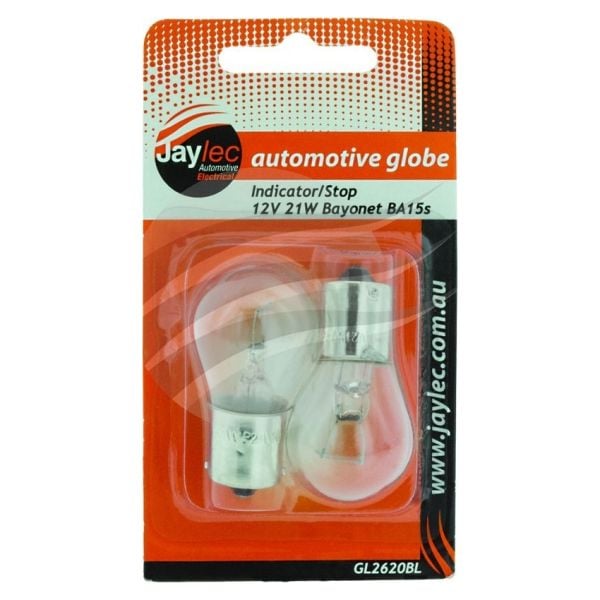 Jaylec GL2620BL Bayonet Globe BA15S 12V 21W BA15S-P21W Base Blister Pack