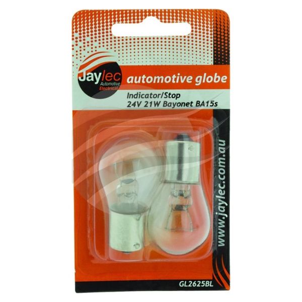 Jaylec GL2625BL Bayonet Globe BA15S 24V 21W BA15S-P21W Base Blister Pack