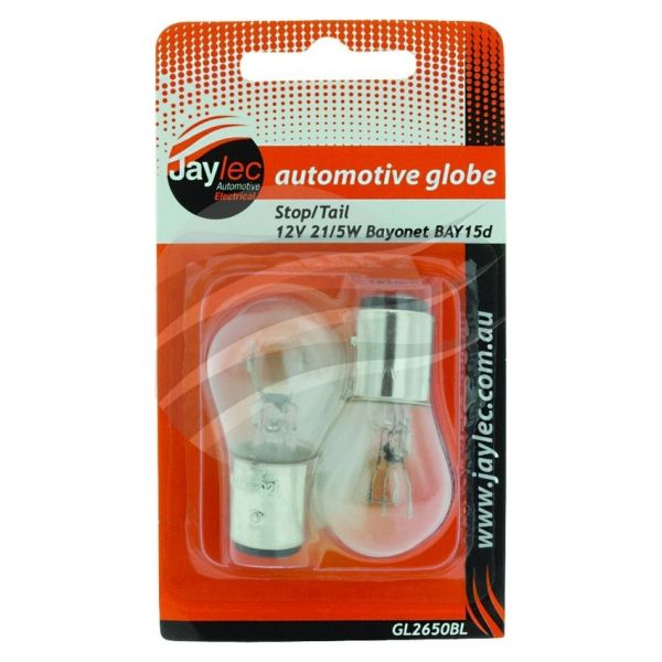 Jaylec GL2650BL Bayonet Globe Bay15D 12V 21/5W Bay15D-P21/5W Blister Pack