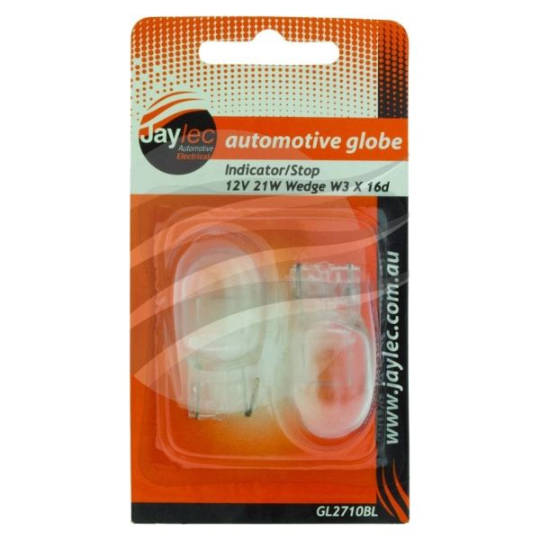 Jaylec GL2710BL Clear Wedge Globe 12V 21W W3X16D-W21W Base Blister Pack