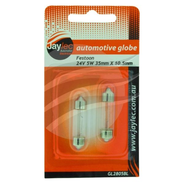 Jaylec GL2805BL Festoon Globe 24V 5W Sv8.5 35 x 10.5mm Blister Pack