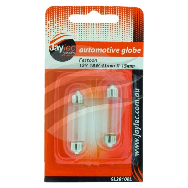Jaylec GL2810BL Festoon Globe 12V 18W Sv8.5 41 x 15mm Blister Pack
