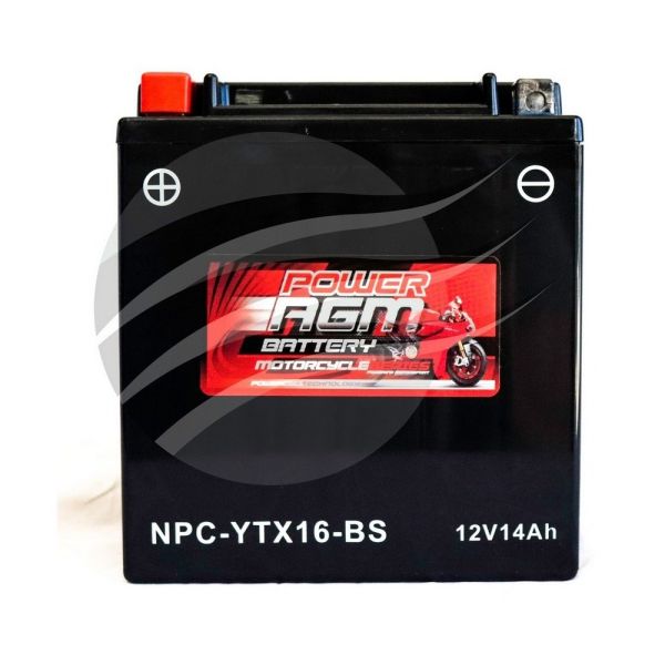 Super Crank NPC-YTX16-BS AGM Motorcycle/Mower Battery 335CCA