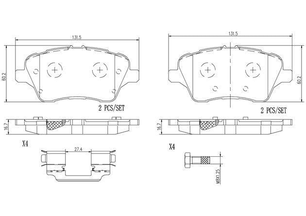 Brembo P24151N Ceramic NAO Series Brake Pads