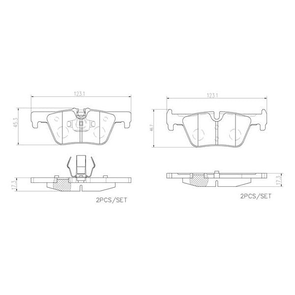 Brembo P06071N NAO Series Premium Ceramic Brake Pad Set Rear
