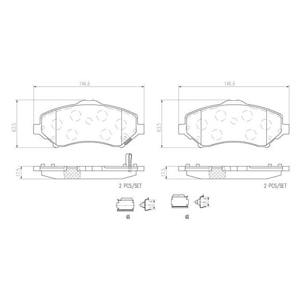 Brembo P11022N NAO Series Premium Ceramic Brake Pad Set Front