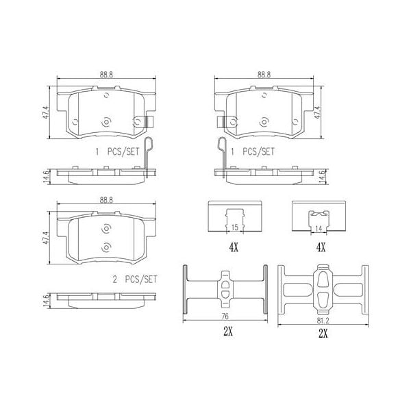 Brembo P28022N NAO Series Premium Ceramic Brake Pad Set Rear