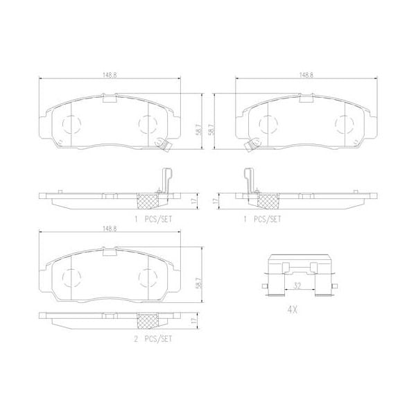 Brembo P28034N NAO Series Premium Ceramic Brake Pad Set Front