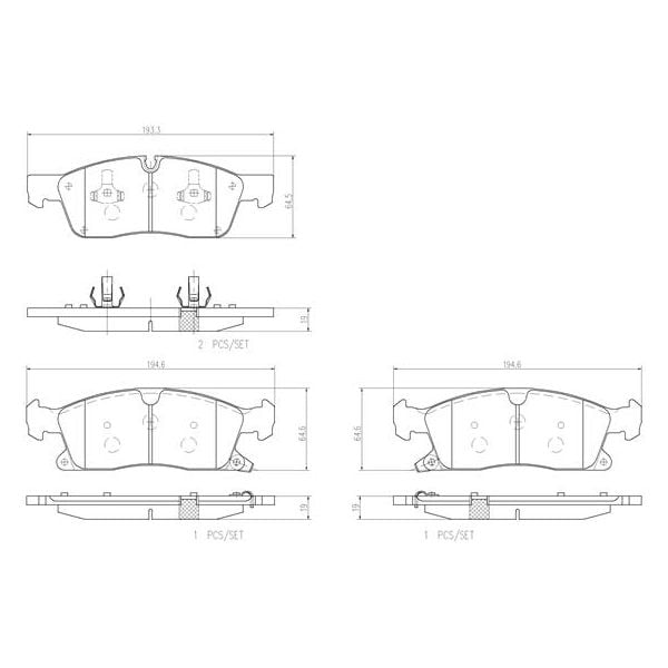 Brembo P37017N NAO Series Premium Ceramic Brake Pad Set Front