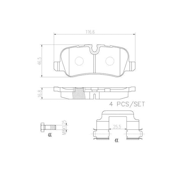 Brembo P44013N NAO Series Premium Ceramic Brake Pad Set Rear