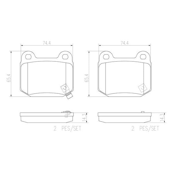 Brembo P56048N NAO Series Premium Ceramic Brake Pad Set Rear